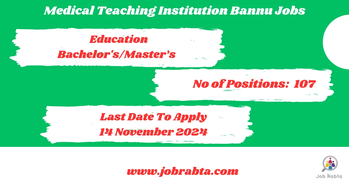 Medical Teaching Institution Bannu Jobs